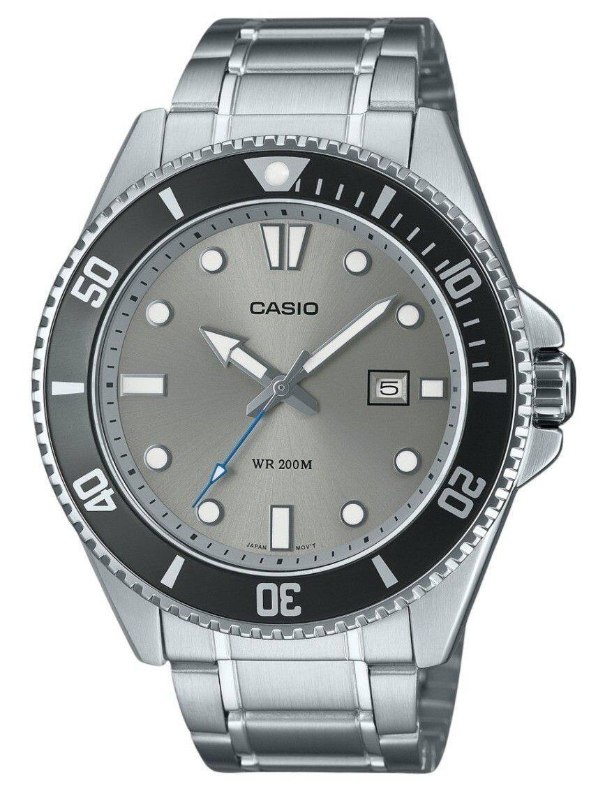 Casio - Standard Analog Quartz MDV-107D-8AV Stainless Steel Grey Dial Men's Watch 200M - Silver, Grey