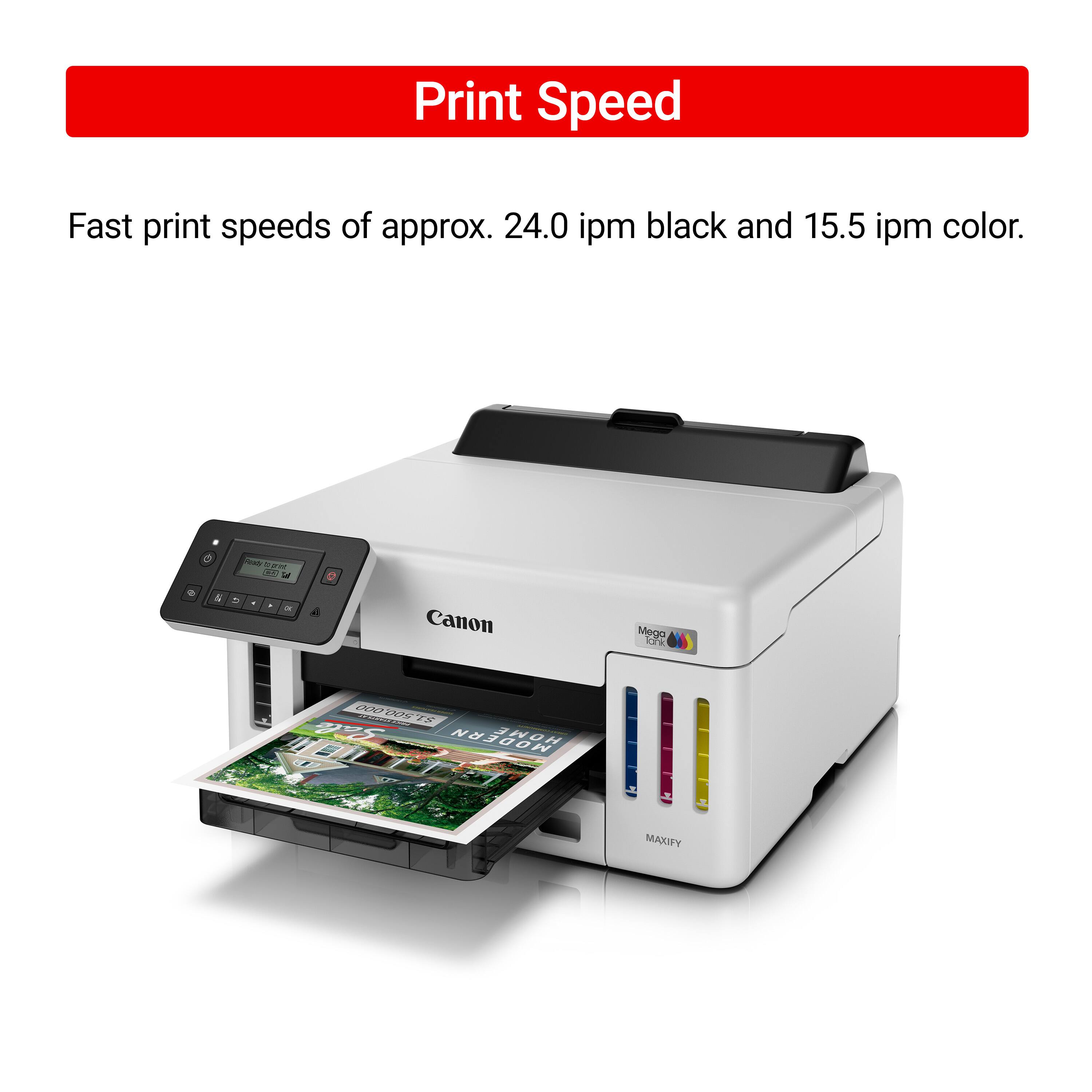 Print Speed: Fast print speeds of approximately 24.0 ipm black and 15.5 ipm color.