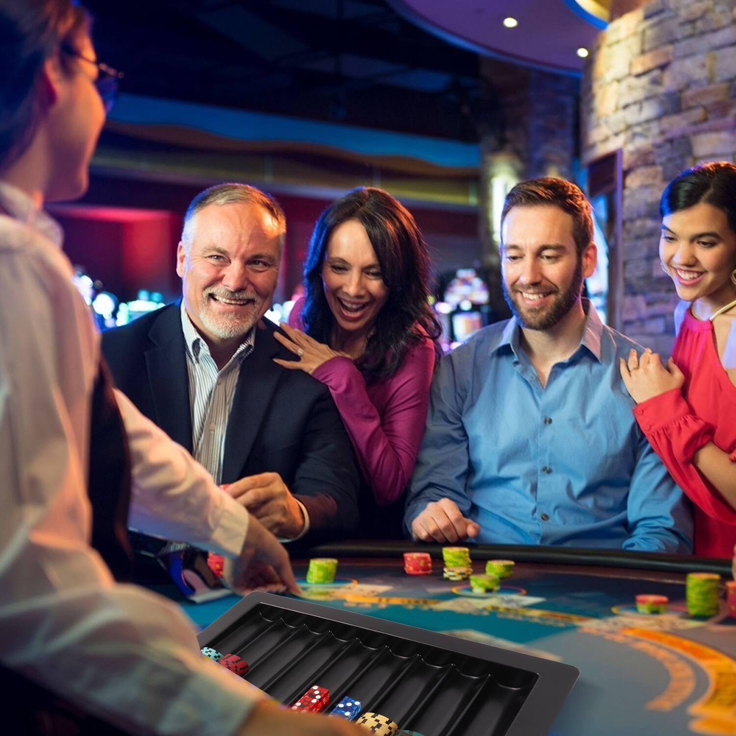 Alt View 2. GSE Games & Sports Expert - Las Vegas Style Dealer Table Chips Tray for Poker Chips(9 Row - Holds 450 Chips).