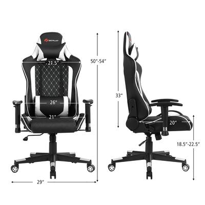 Costway Massage Gaming Chair with Headrest White and Black