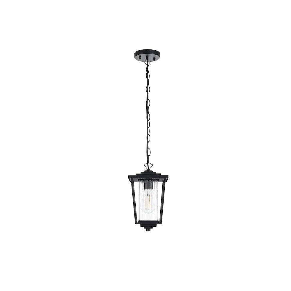 Back. Elegant Lighting - York 7 inch Outdoor Pendant in Black - Black.