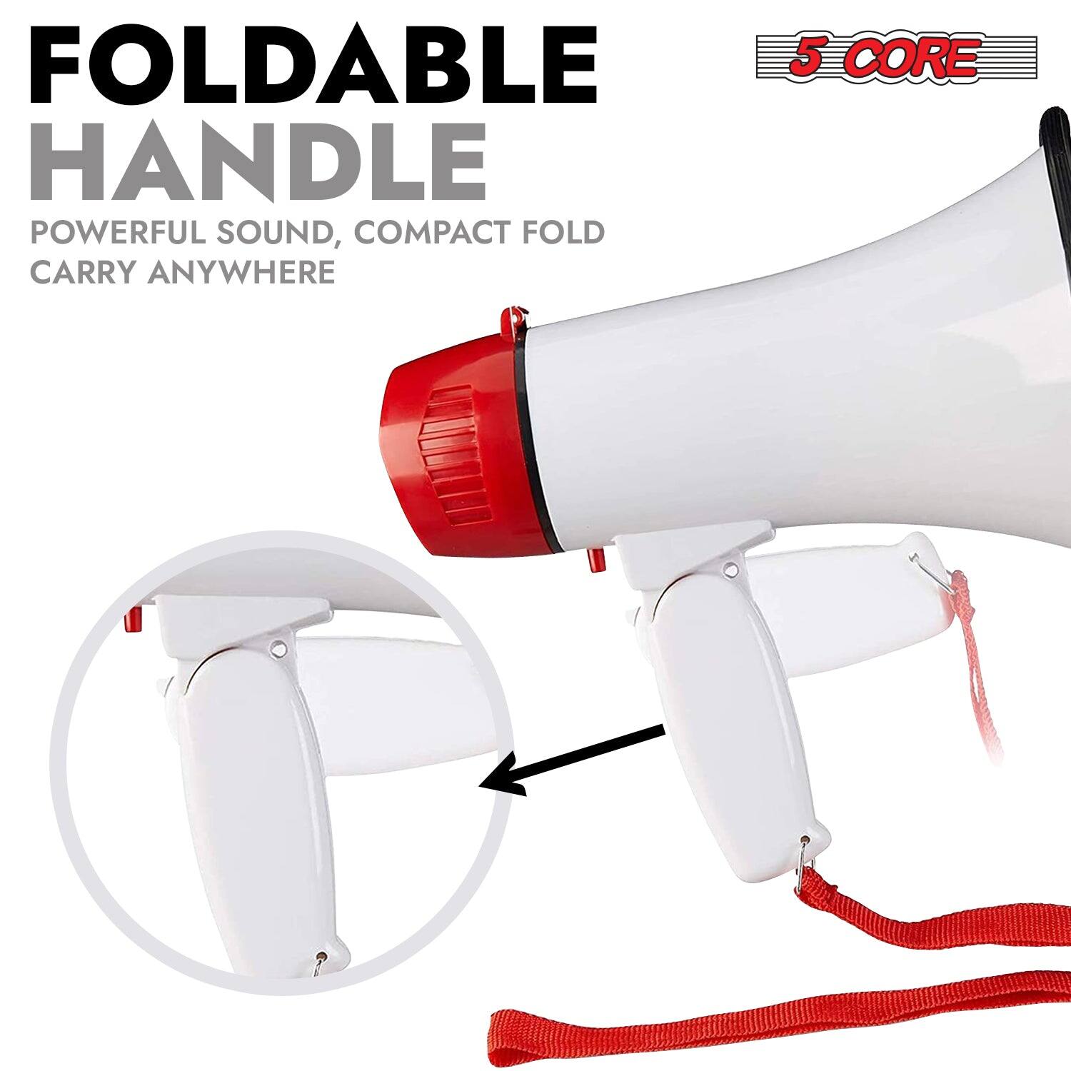 FOLDABLE HANDLE  
POWERFUL SOUND, COMPACT FOLD CARRY ANYWHERE  

5 CORE