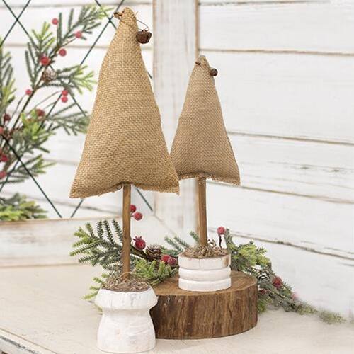 Angle. BreeBe - *Burlap Christmas Tree on Base 12" - Brown.