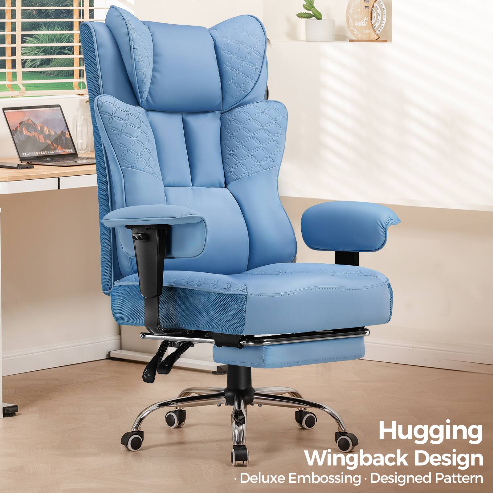 Hugging Wingback Design  
Deluxe Embossing • Designed Pattern