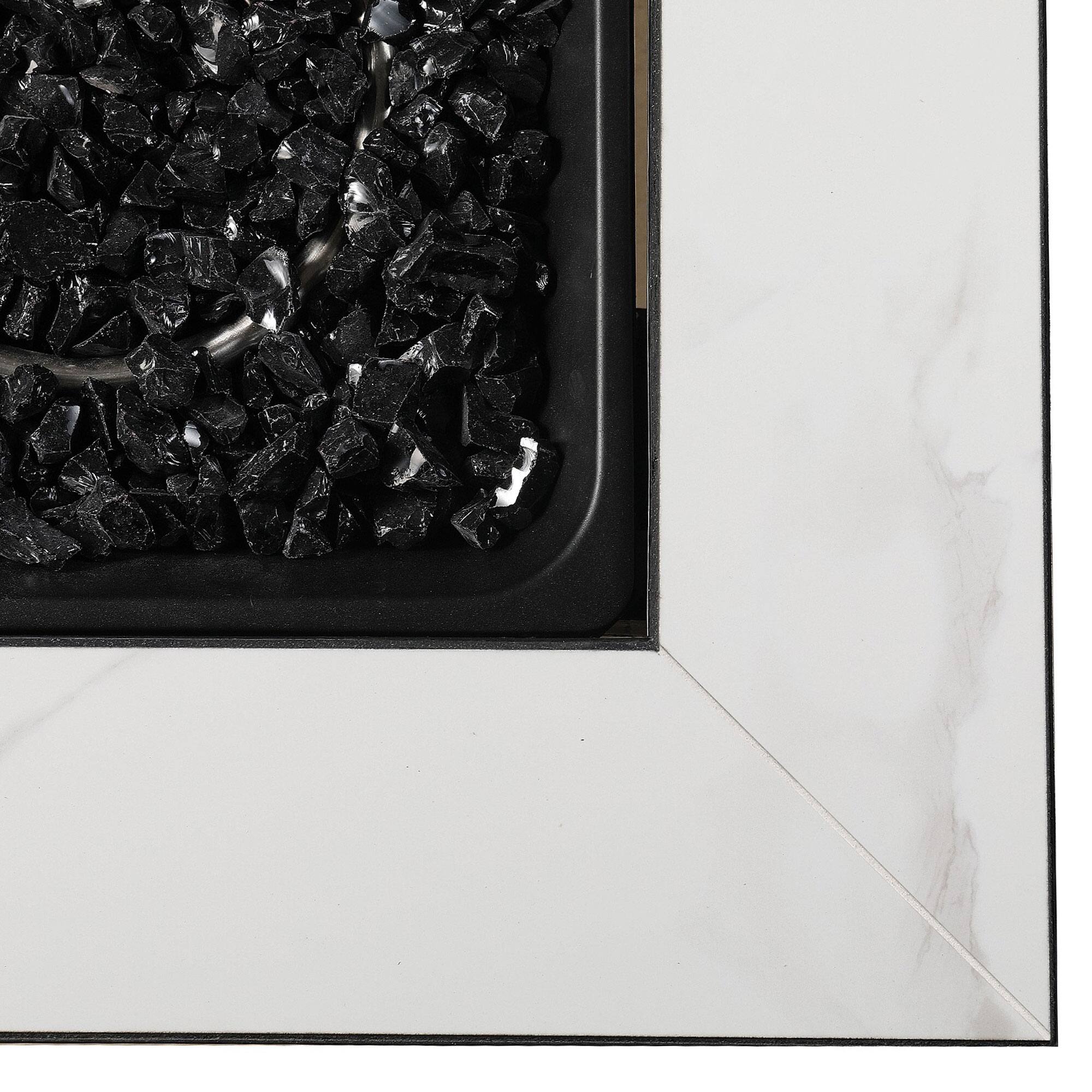 Alt View 7. Endless Summer - Endless Summer Outdoor Fire Pit Table with Faux Marble Finish, Black Glass - Gray.