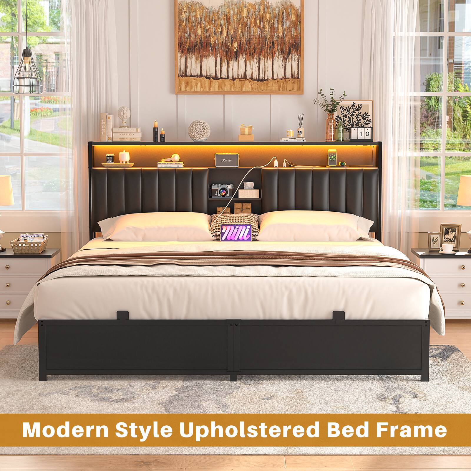 Modern Style Upholstered Bed Frame