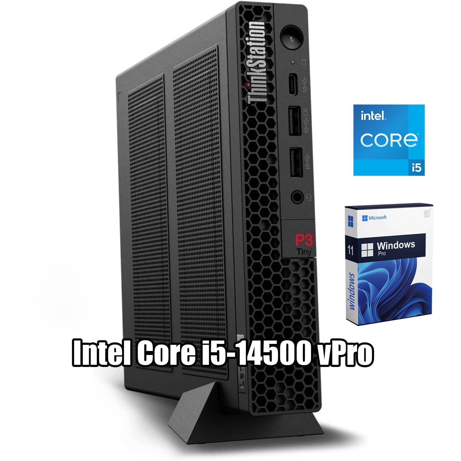 Lenovo - ThinkStation P3 Tiny Desktop - Intel i5-14500 - 16GB RAM - 2TB SSD - WiFi 6E - Windows 11 Pro - Black