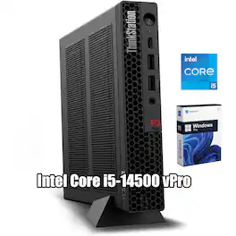 Lenovo - ThinkStation P3 Tiny Desktop - Intel i5-14500 - 16GB RAM - 2TB SSD - WiFi 6E - Windows 11 Pro - Black
