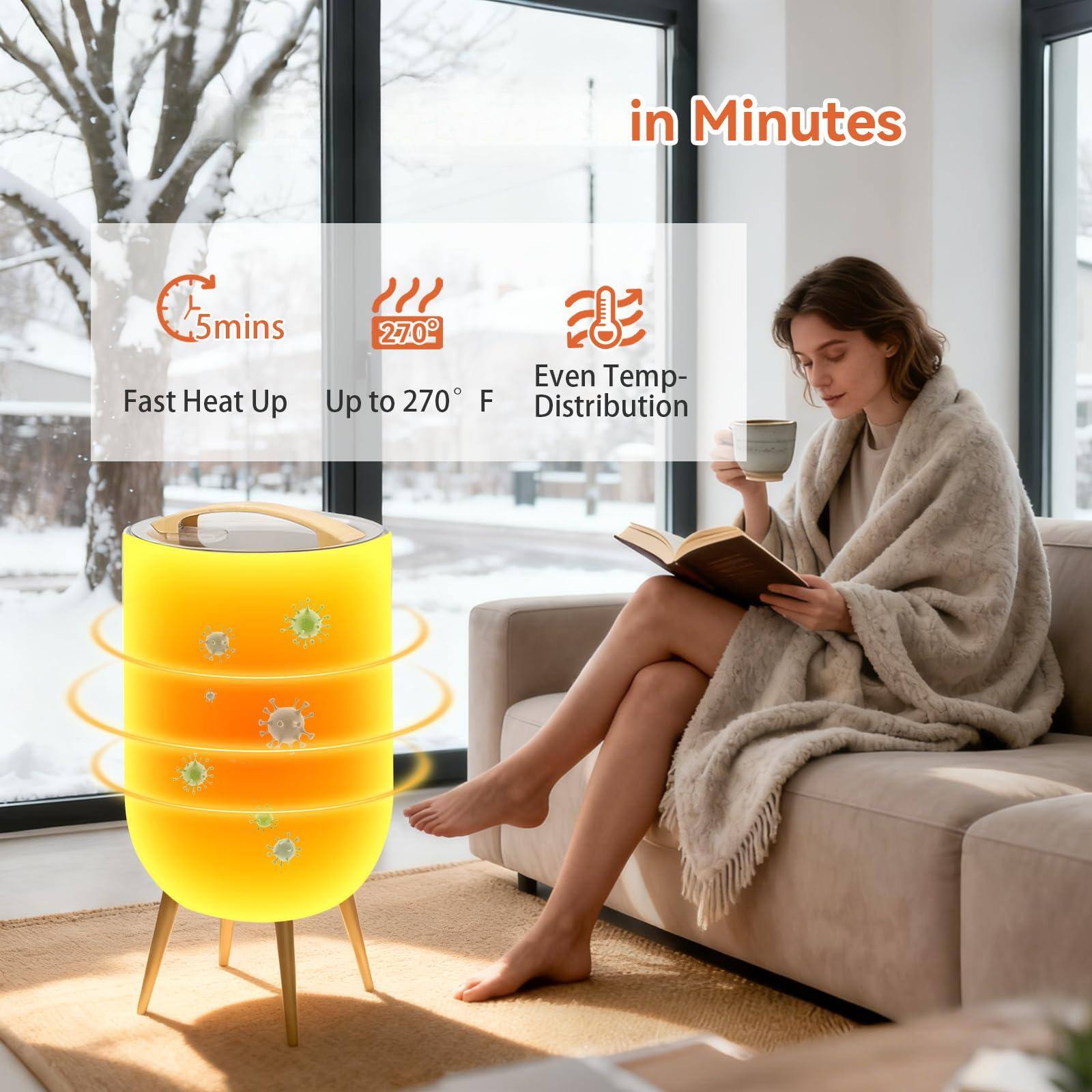 - Fast Heat Up in 5 mins
- Up to 270°F
- Even Temp Distribution