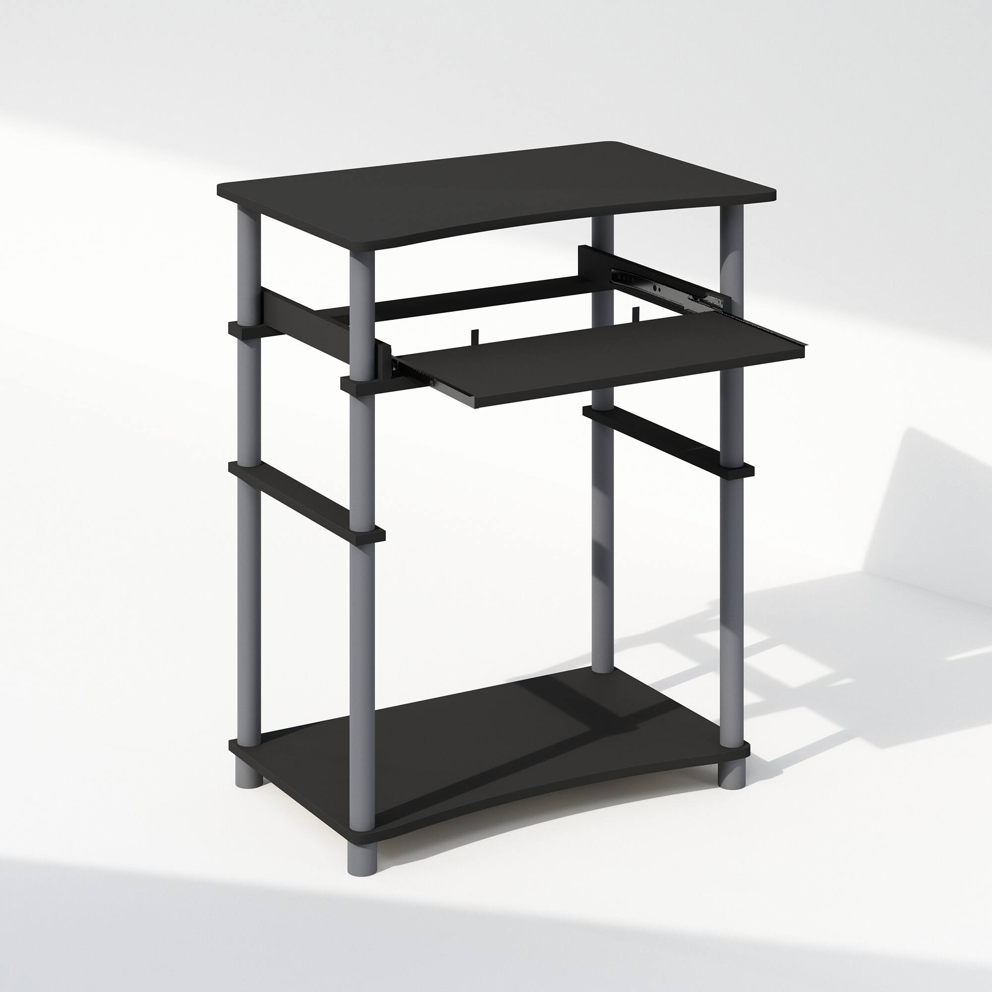 Front. Furinno - Home Office Writing Desk, Computer Desk with Keyboard Tray - Black/Grey.