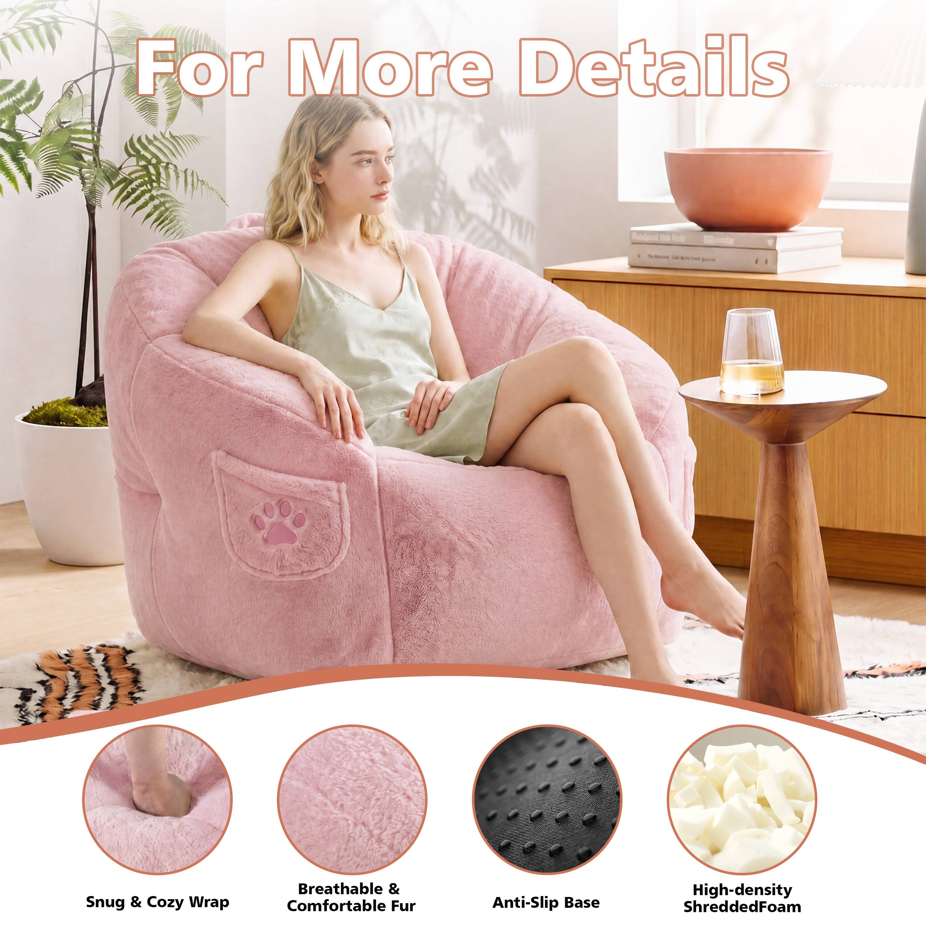 For More Details - d Snug & Cozy Wrap Breathable & Comfortable Fur Anti-Slip Base High-density Shredded Foam