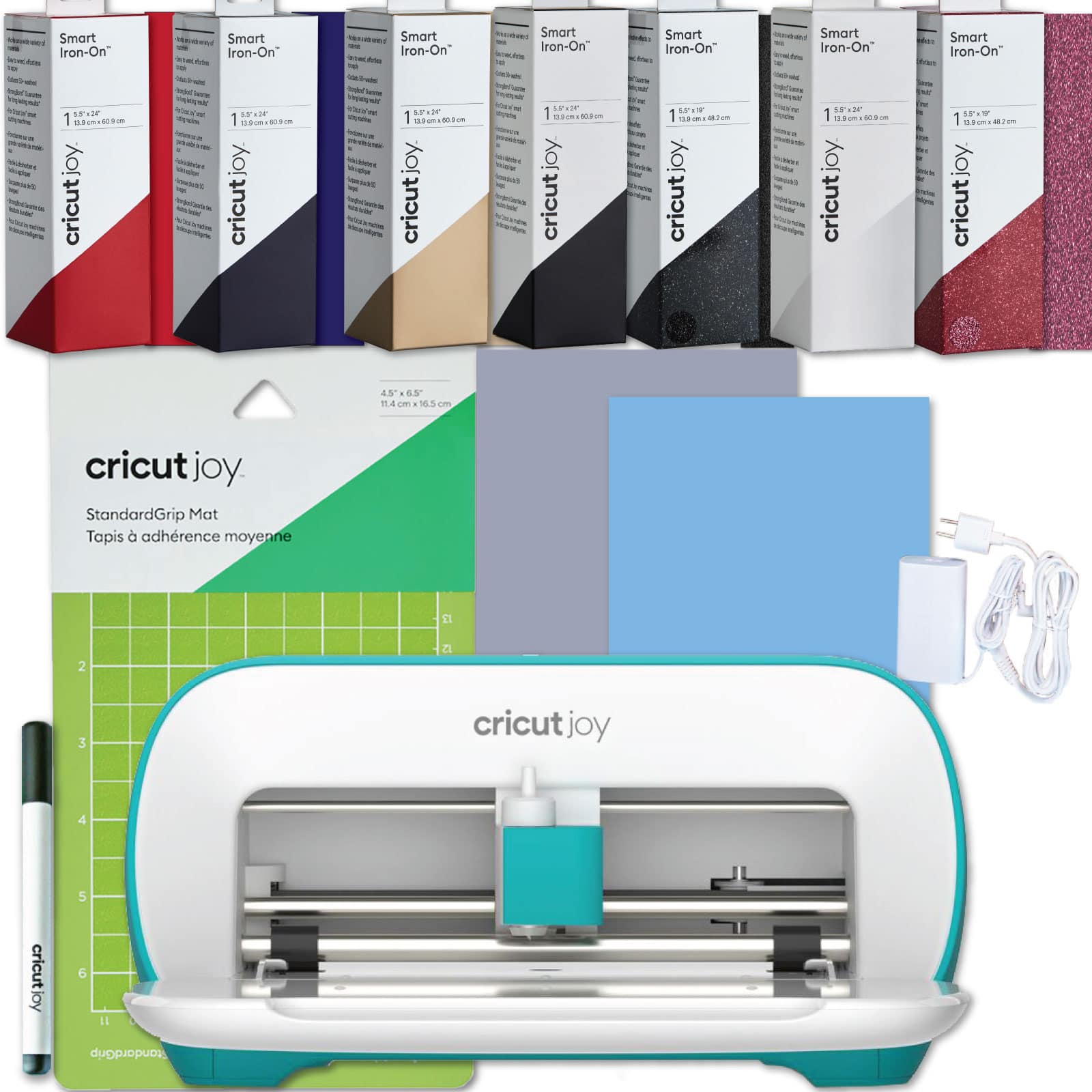 Cricut - Joy Cutting Machine Bundle with 7 Smart Iron-On Rolls - Compact Vinyl Cutter for Custom Apparel & DIY Crafts