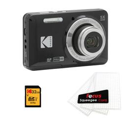 Kodak - PIXPRO Friendly Zoom FZ55 Digital Camera with 32GB SD Card and Digital Camera LCD Screen Protectors bundle - Black