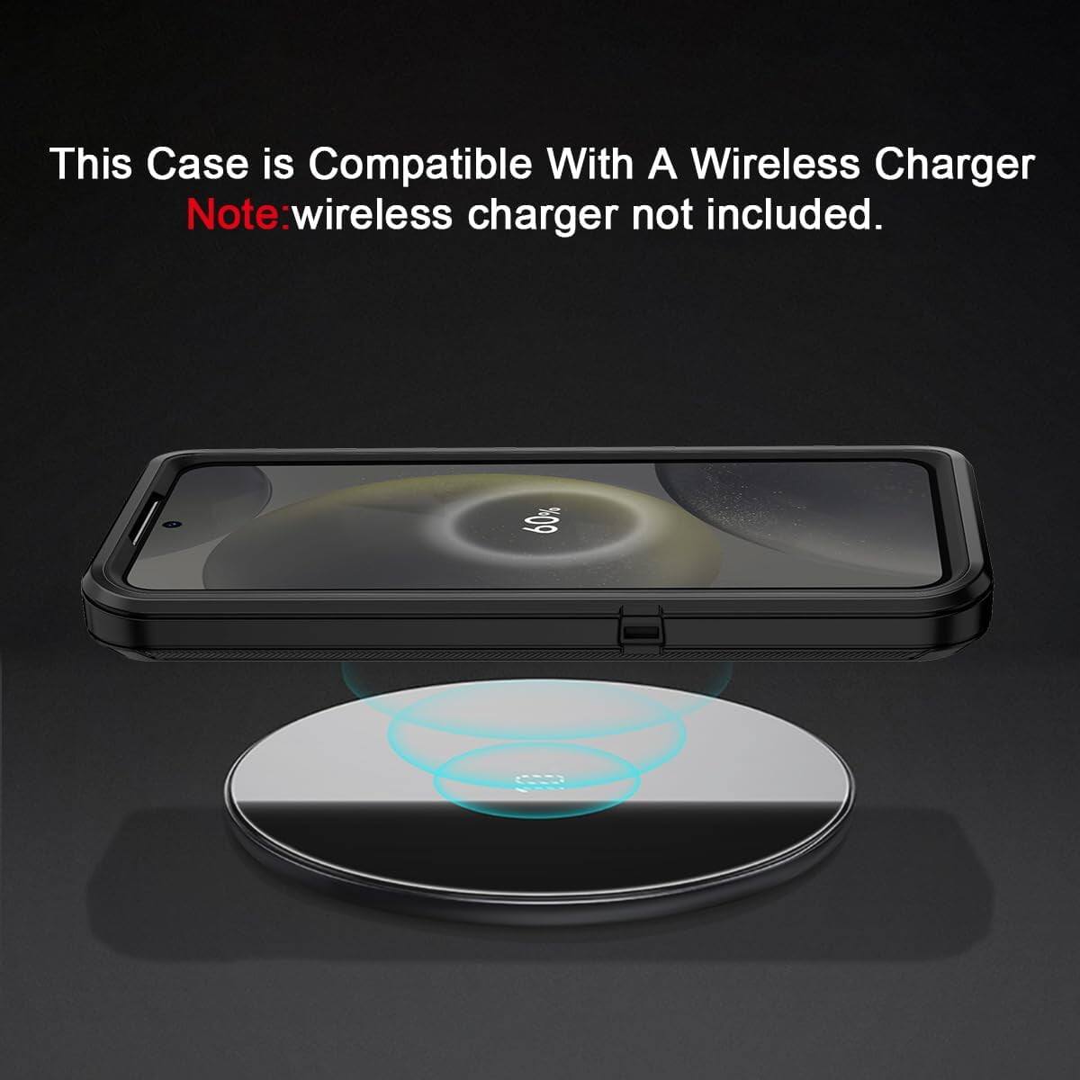 This Case is Compatible With A Wireless Charger  
Note: wireless charger not included.
