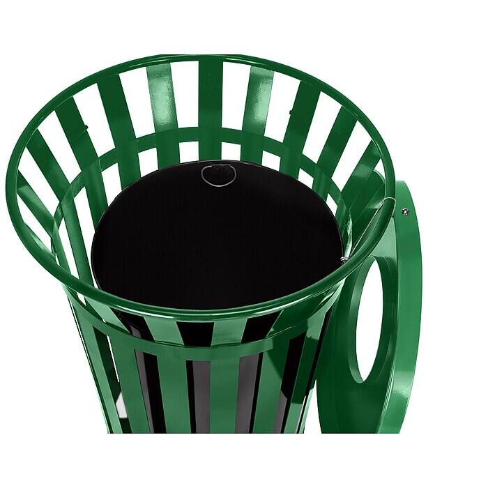Back. Alpine Industries - 38 Gallon Outdoor Metal Recycling Bin Trash Can with Insert Liner - Green.