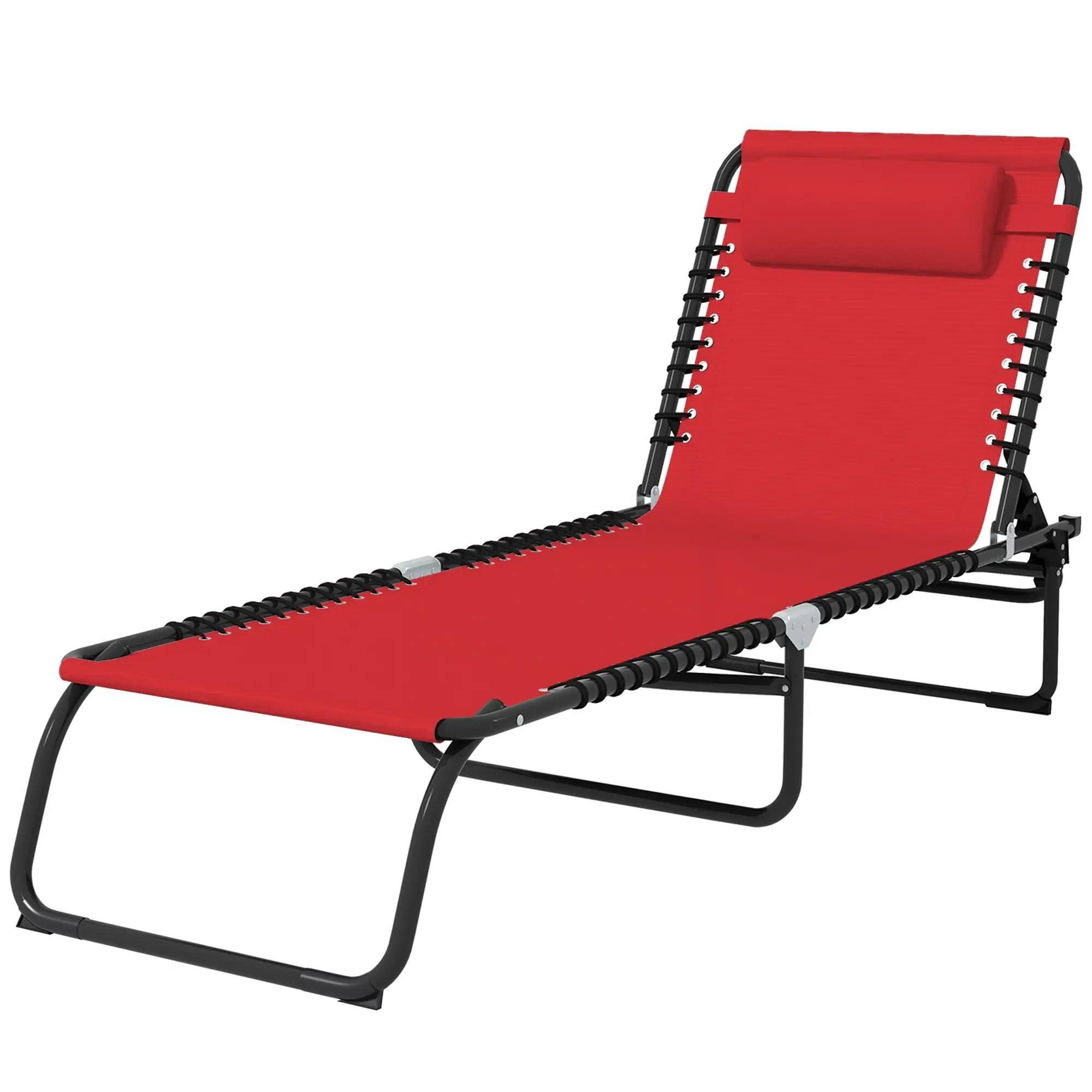Angle. Resenkos - Resenkos Foldable Chaise Lounge, 4-Position Reclining Back, Trifold Portable design And Breathable Mesh, Wine Red - Wine Red.