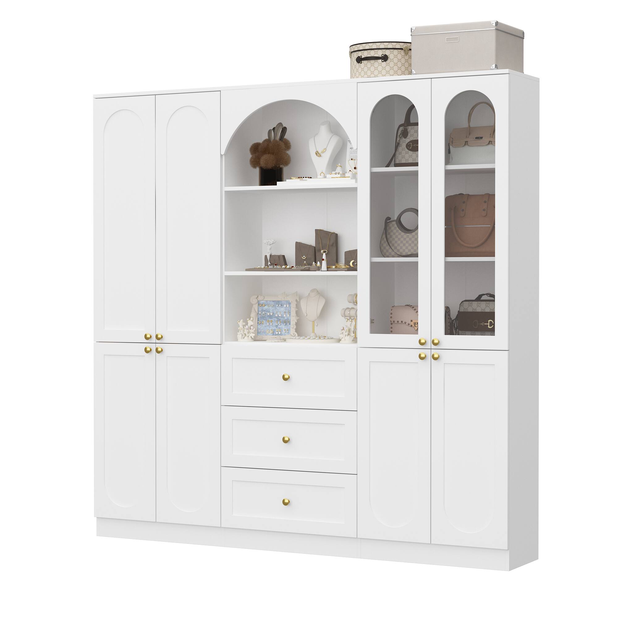 Angle. FUFU&GAGA - FUFU&GAGA Multi - Functional Storage & Display Cabinet: Quiet Slides, Versatile Organizing - White.