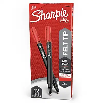 Sharpie Rouge Sharpie Felt Pen, Fine Point, 0.4mm, Dozen Red Ink 1742665 - Best Buy