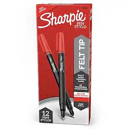 Sharpie - Felt Pen, Fine Point, 0.4mm, Dozen - Red Ink