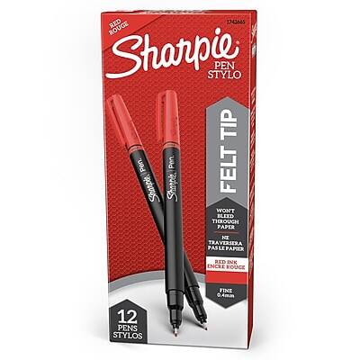 Sharpie - Felt Pen, Fine Point, 0.4mm, Dozen - Red Ink