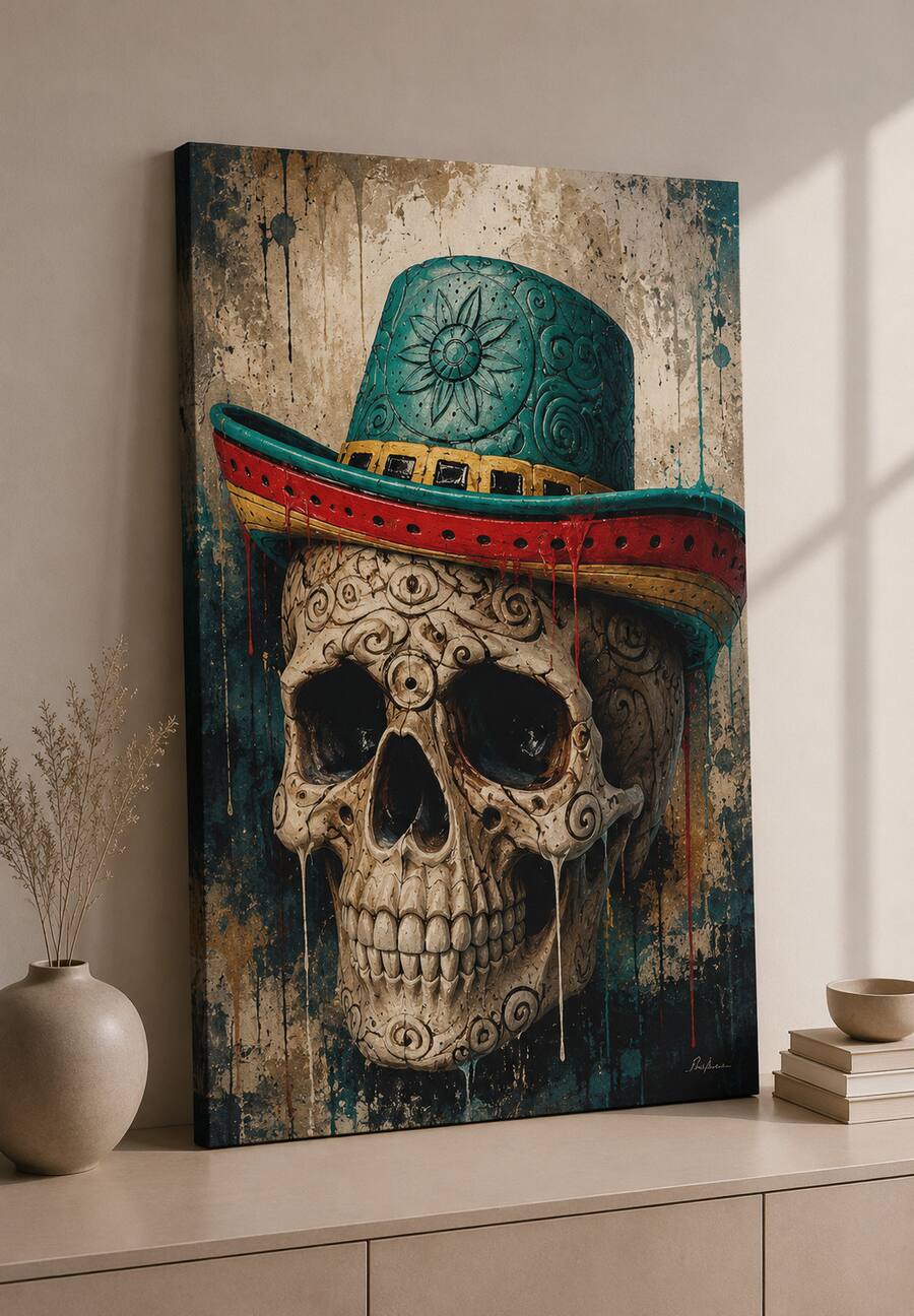 FC Design Large Sugar Skull Sombrero Wall Art Canvas Print 24x36" Day ...