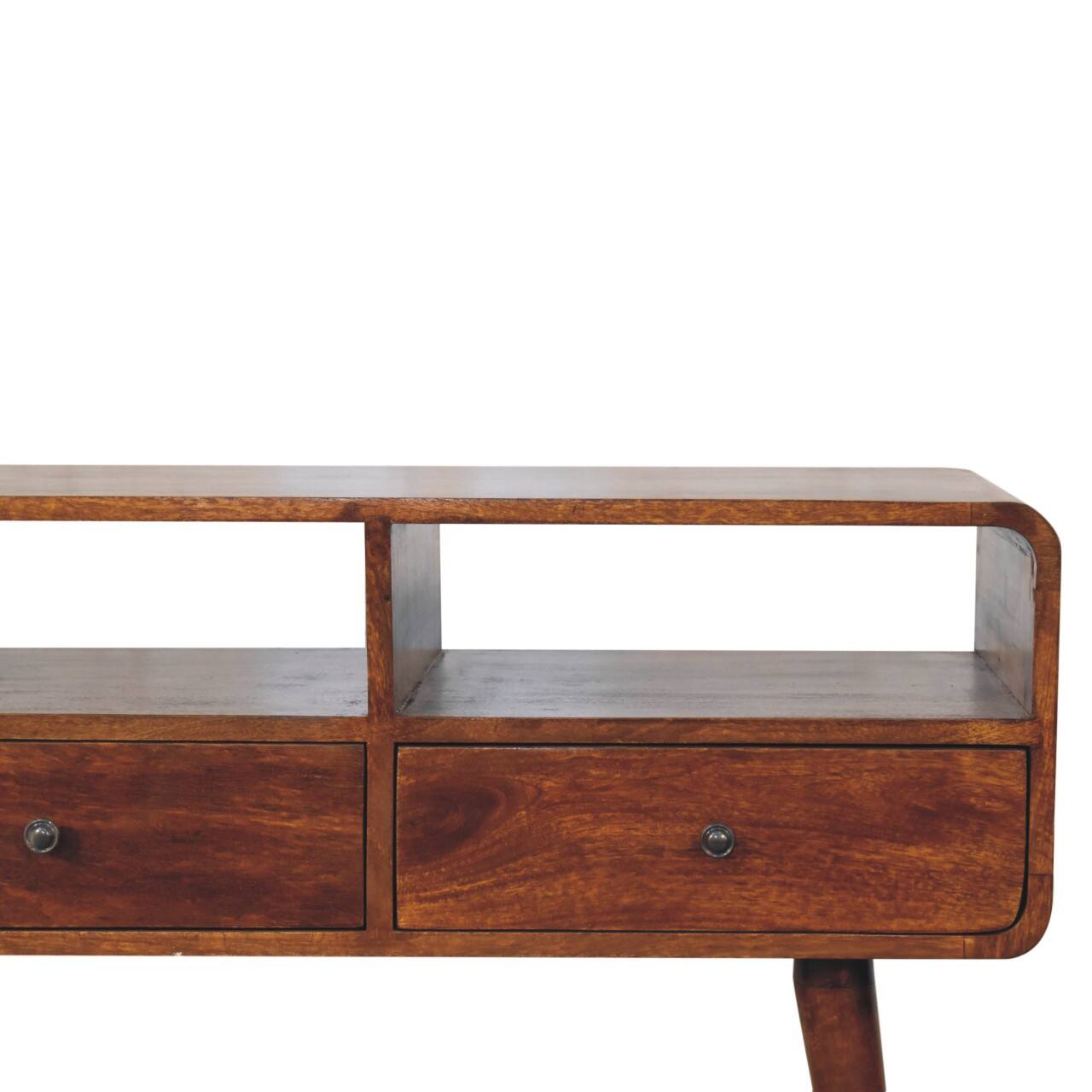 Alt View 1. Artisan Furniture - Artisan Furniture Solid Wood Triple Curved Chestnut Console Table - Brown.