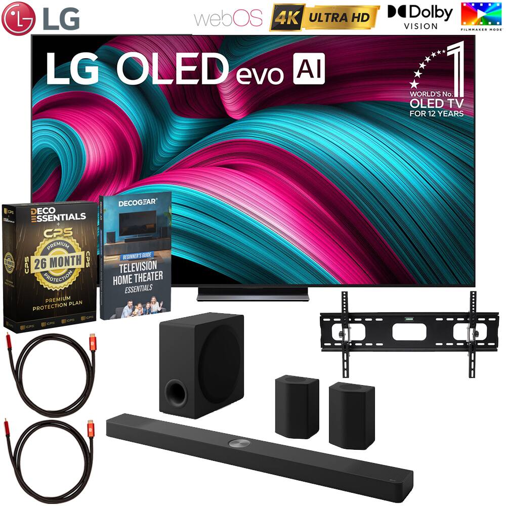 LG webOS 4K ULTRA HD LG OLED evo AI Dolby VISION PILMMANES O.. WORLD'S No. 1 OLED TV FOR 12 YEARS ON s0 D ECO ! SSENTIALS CPS PREMIUM CPS 26 MONTH  PROTECTION PREMIUM PLAN PROTECTION - - -P DECOGEAR BEGINNERS FUNCE TELEVISION HOME THEATER ESSENTIALS