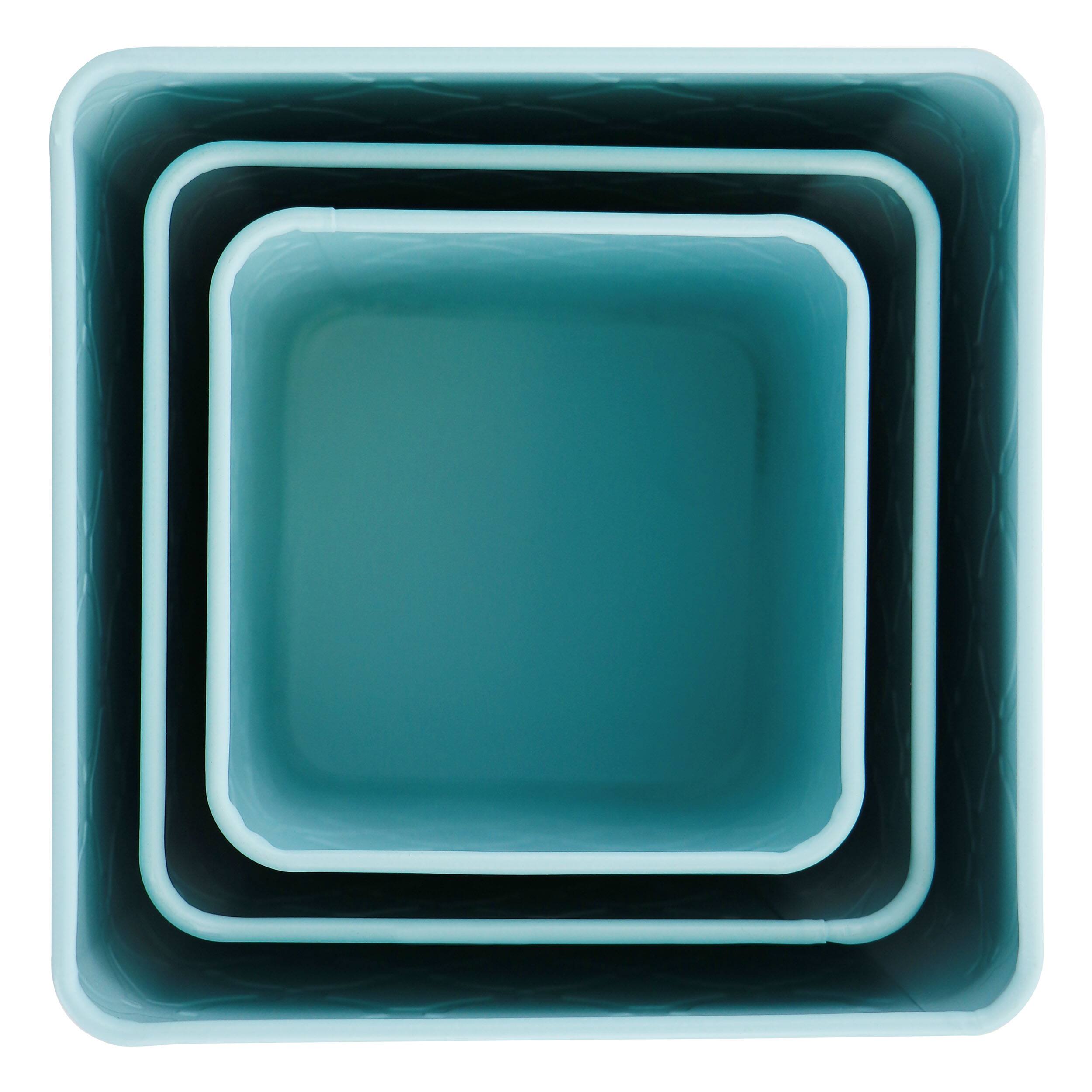 Alt View 2. MegaChef - MegaChef 3 Piece Square Iron Kitchen Canister Set with Bamboo Lids in Turquoise - Blue.