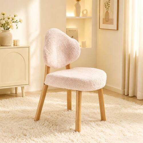 Alt View 7. Winado - Cute Cloud-Back Solid Wood Legs for Girls, Plush Chenille Velvet Makeup Armless Vanity Chair for Bedroom,Living Room - Pink.