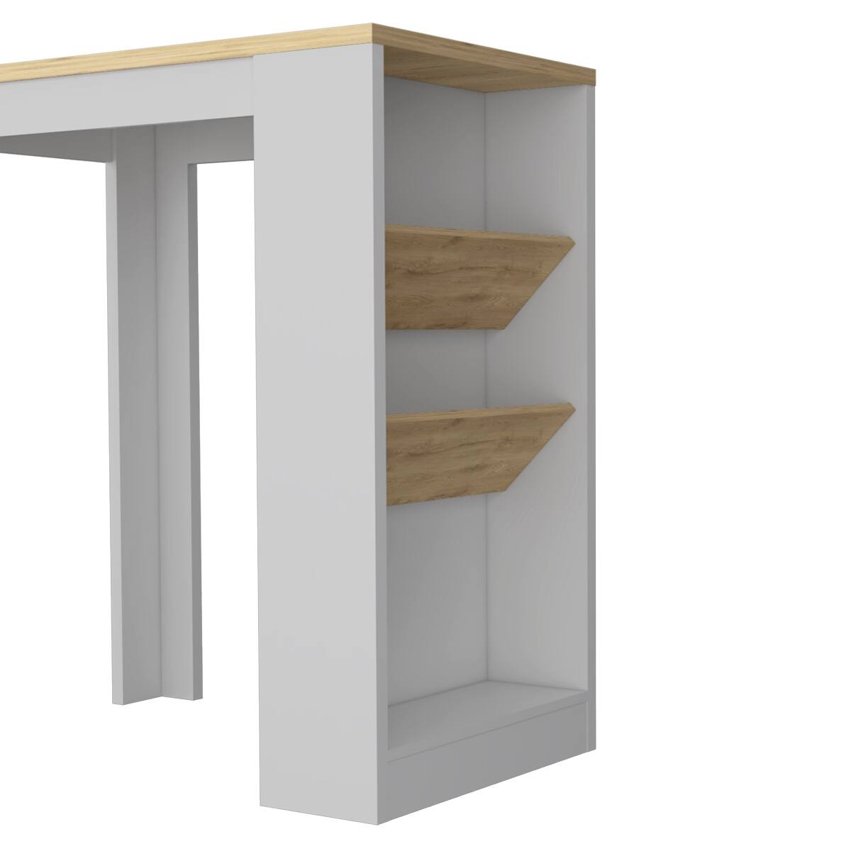 Alt View 1. Loheer - Loheer White and Macadamia Kitchen Island Wine Storage Pedestal - White.