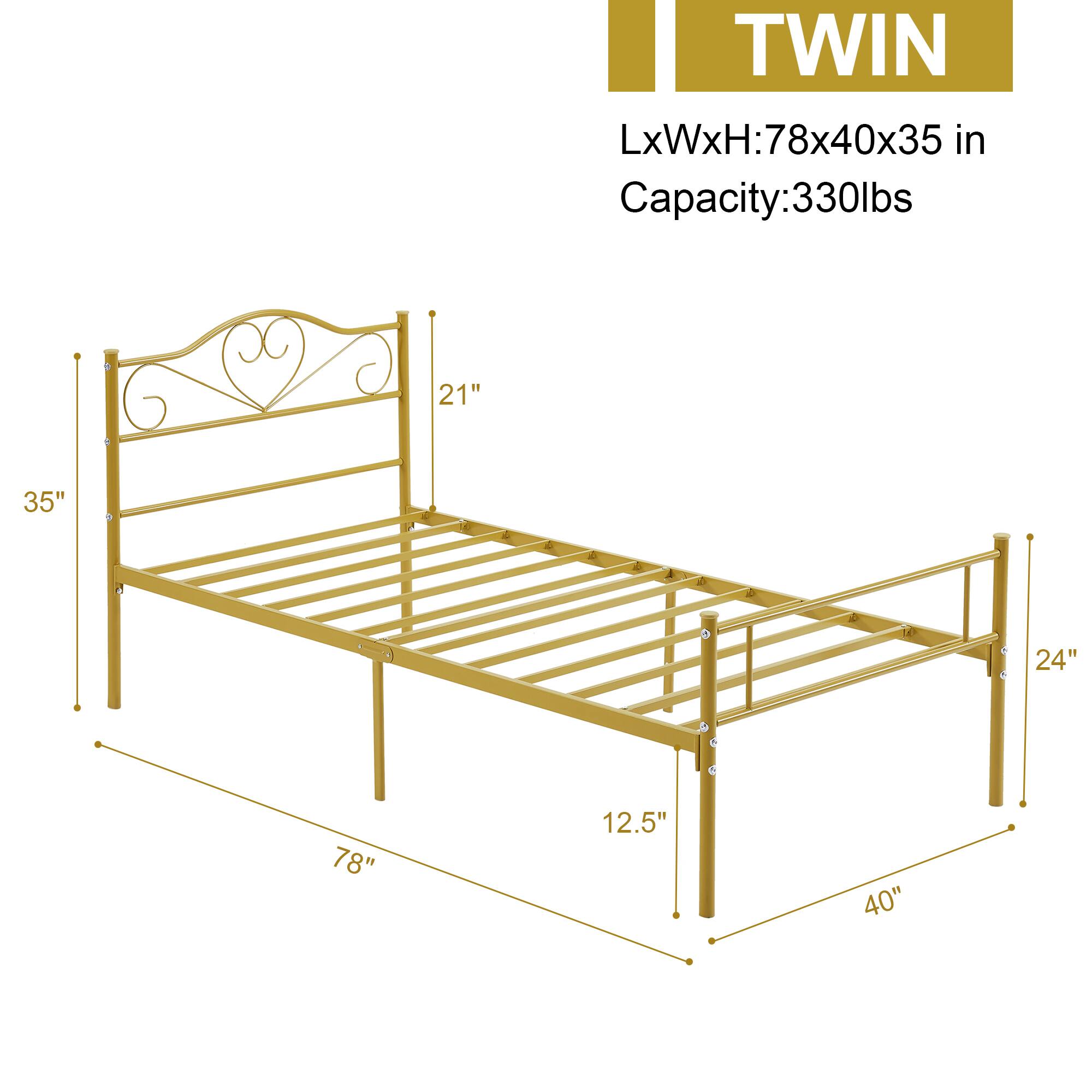 TWIN  
LxWxH: 78x40x35 in  
Capacity: 330lbs  

21"  
35"  
78"  
12.5"  
40"  
24"