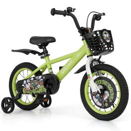 Costway - 14" Kid's Bike for 3-5 with Height-Adjustable Handlebar & Saddle Handbrake - Green