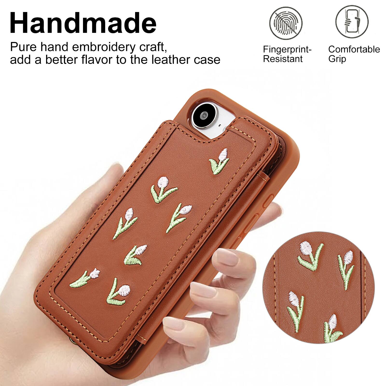 Handmade Pure hand embroidery craft, add a better flavor to the leather case

Fingerprint- Resistant Grip

Comfortable Grip