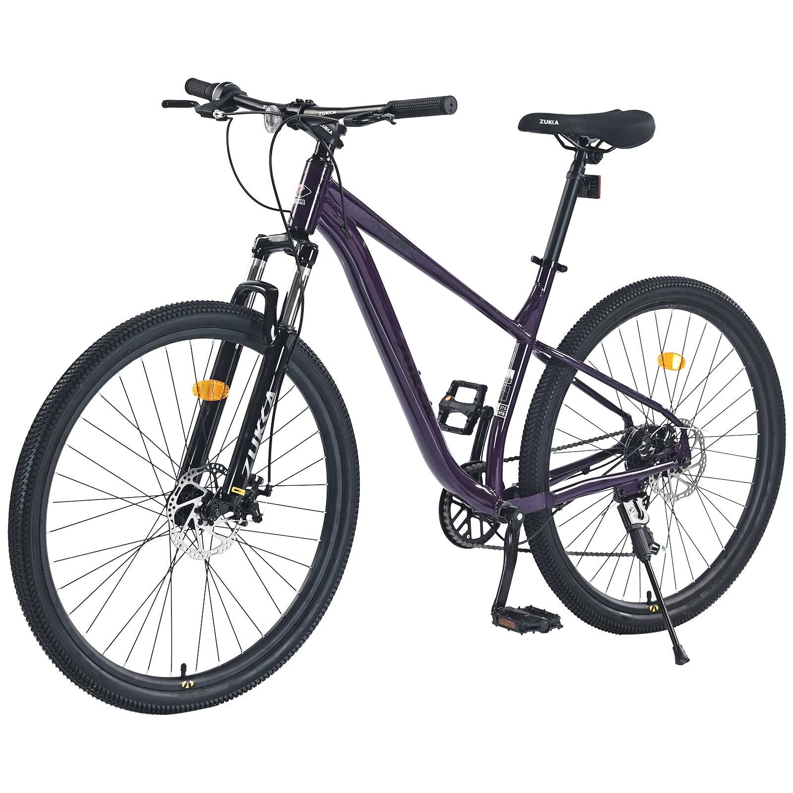 Alt View 3. BreeBe - 27.5 Inch Wheels 8 Speed Mountain Bike, for Men Women Boys and Girls, Front Suspension, Steel Frame - Purple.