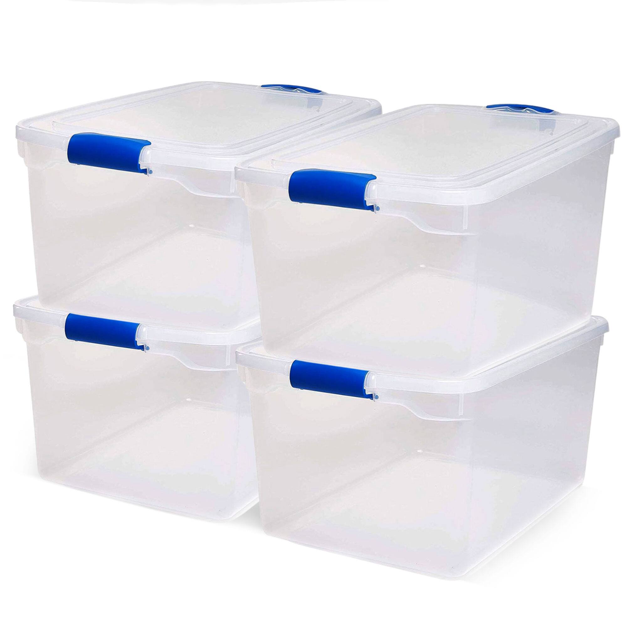 Front. Homz - Homz 66-Quart Clear Plastic Stackable Storage Containers w/ Latch Lid, 4 Pack - Clear.