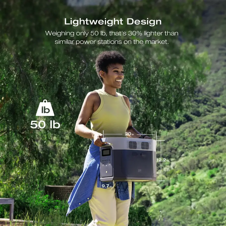 Lightweight Design: Weighing only 50 lb, that's 30% lighter than similar power stations on the market.