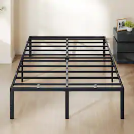 Songmics Home - Queen Metal Bed Frame 18 Inches Tall, 1100 lb Weight Capacity, with Under-Bed Storage, Heavy-Duty Platform Bed - Matte Black
