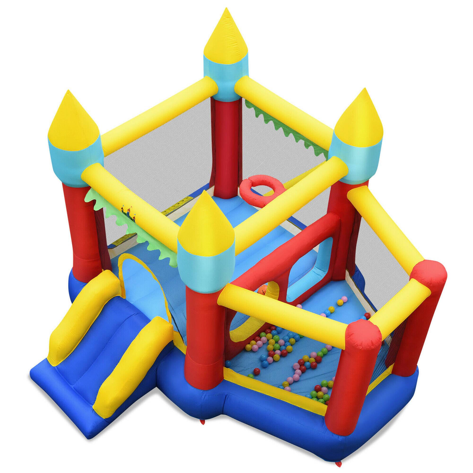 Angle. Costway - Inflatable Bounce House Slide Jumping Castle Ball Pit Tunnels Without Blower - Multicolor.