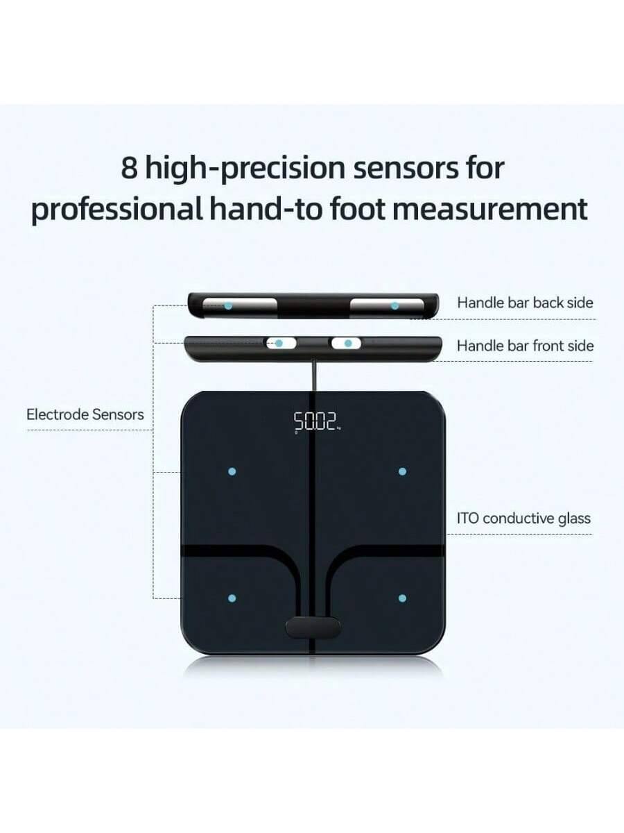 8 high-precision sensors for professional hand-to-foot measurement

- Handle bar back side
- Handle bar front side
- Electrode Sensors
- ITO conductive glass