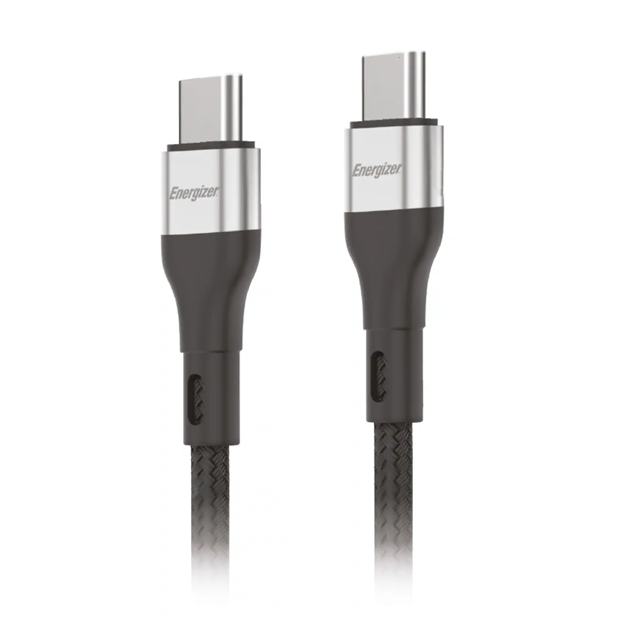 Energizer - Braided USB-C to USB-C Cable – Charge & Sync for Type-C Devices – 6ft Durable Cord - Black