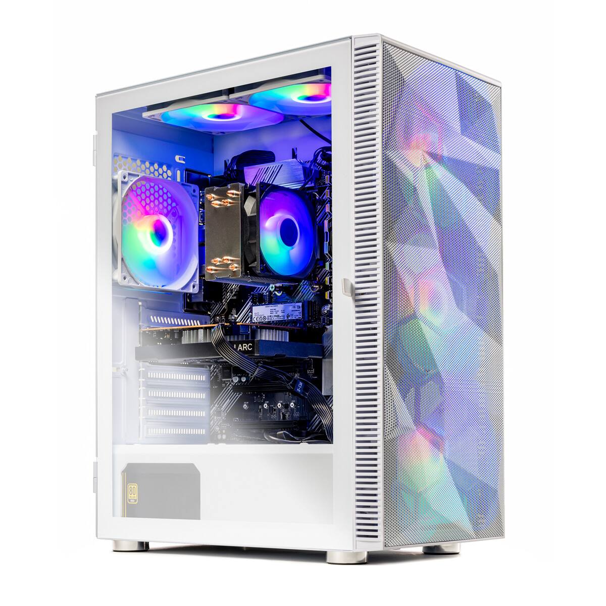 Front. Skytech Gaming - Skytech STORM - AMD Ryzen 7 7700, 5050 8GB, 16GB 6000 MHz DDR5 RAM, 650W GOLD PSU - White.