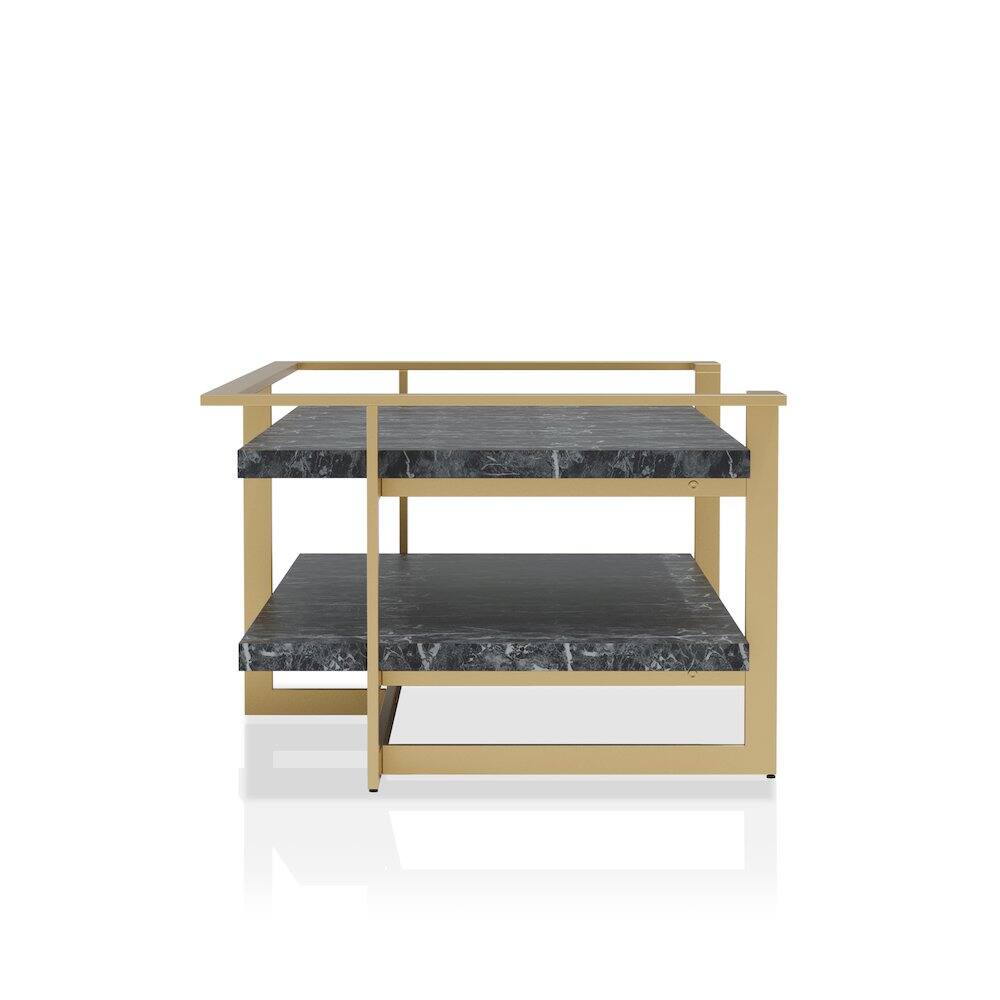 Alt View 2. Furniture of America - Meliman Metal 1-Shelf Coffee Table in Gold and Black - Black.