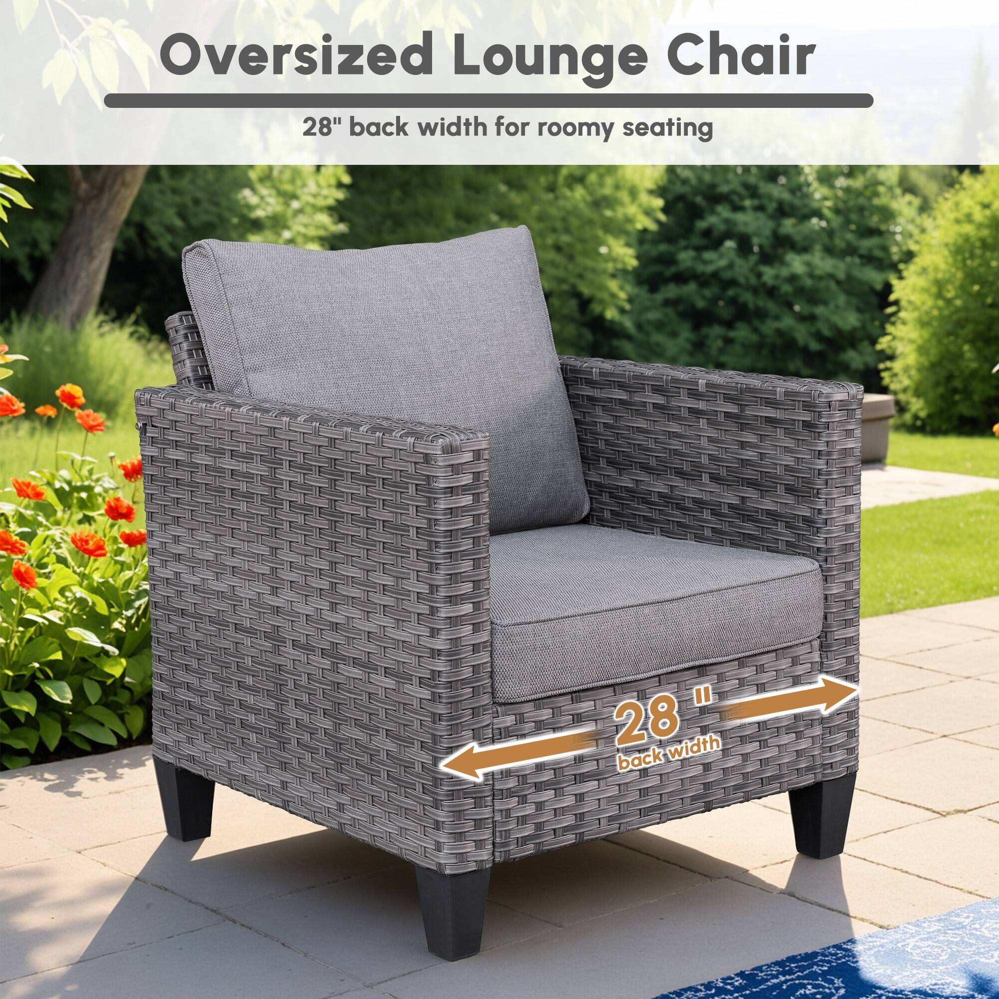Oversized Lounge Chair  
28" back width for roomy seating  

28" back width