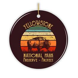 OrnamentallyYou - Yellowstone National Park Retro Bison Ornament - Multi-colored