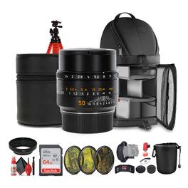 Leica - Summilux-M 50mm f/1.4 ASPH. Lens + Sling Backpack + 64GB Memory Card + More - Black