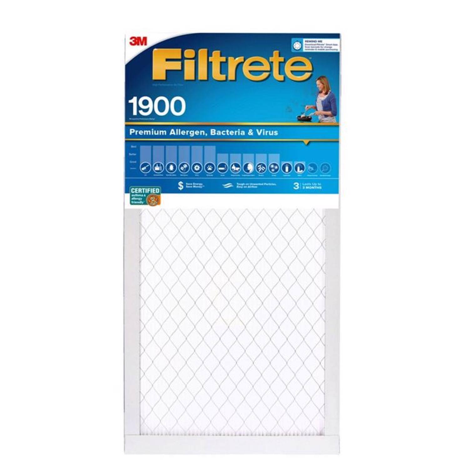 3M Filtrete 1900 Premium Allergen, Bacteria & Virus O 2 3 I L CERTIFIED - $ 3