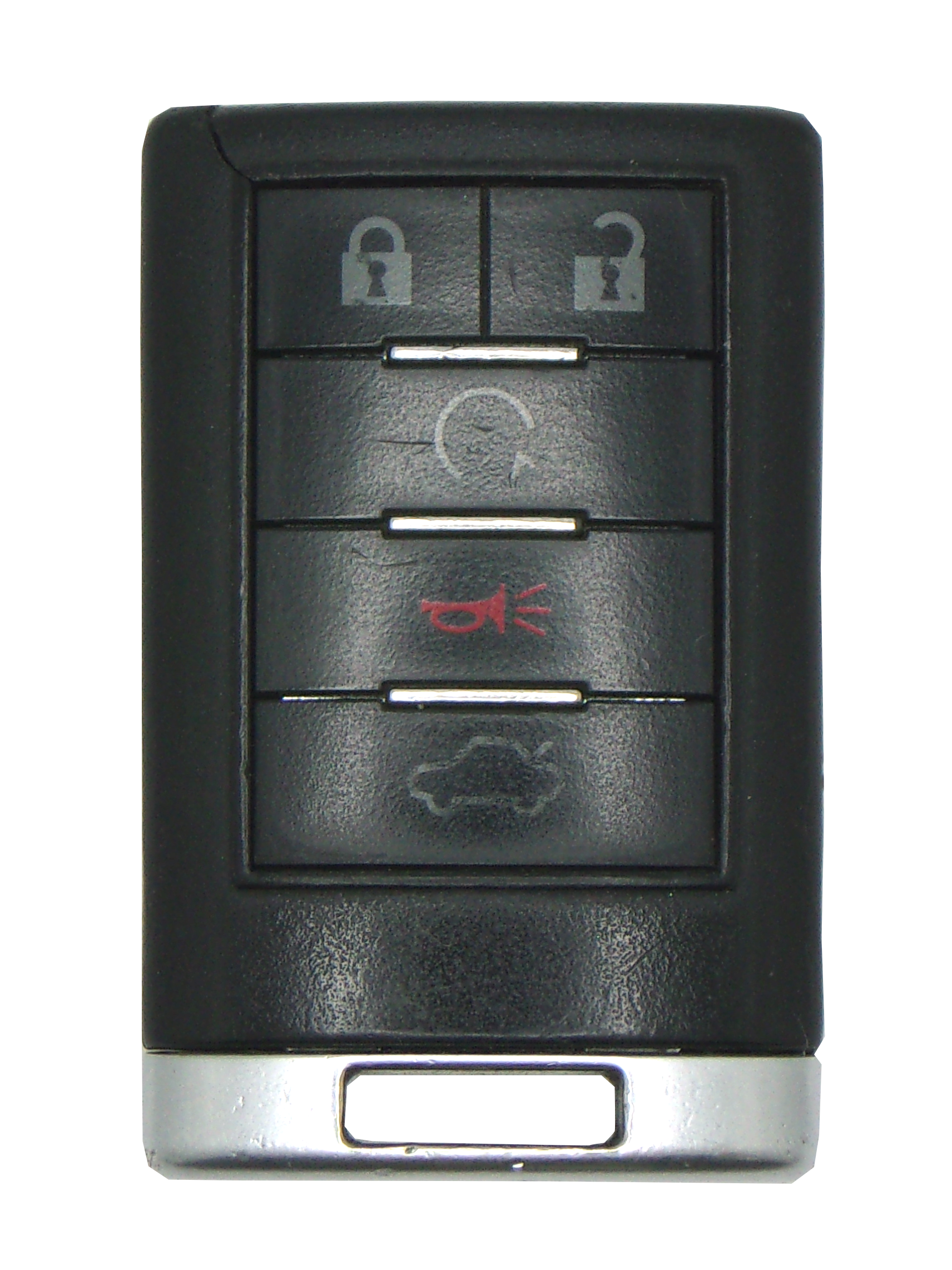 Front. Car Keys Express - Cadillac Keyless Entry Remote - 5 Buttons (Lock, Unlock, Remote Start, Trunk, and Panic) - Black.