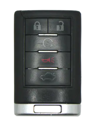 Front. Car Keys Express - Cadillac Keyless Entry Remote - 5 Buttons (Lock, Unlock, Remote Start, Trunk, and Panic) - Black.