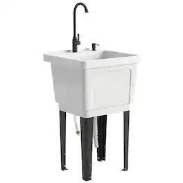 Outsunny - 23-Gallon Utility Sink Laundry Tub for Washing Room - White