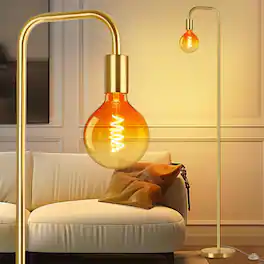 Pawtners - 67" Modern Floor Lamp in Warm Gold Finish for Living Room, Bedroom, Office Decor